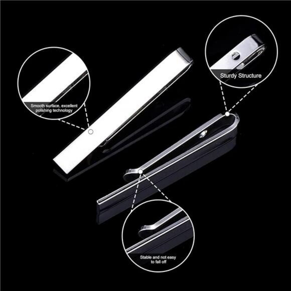 Mens Skinny Tie Clip Set Small Metal Tie Bar for Business Wedding Suit - Picture 6 of 8